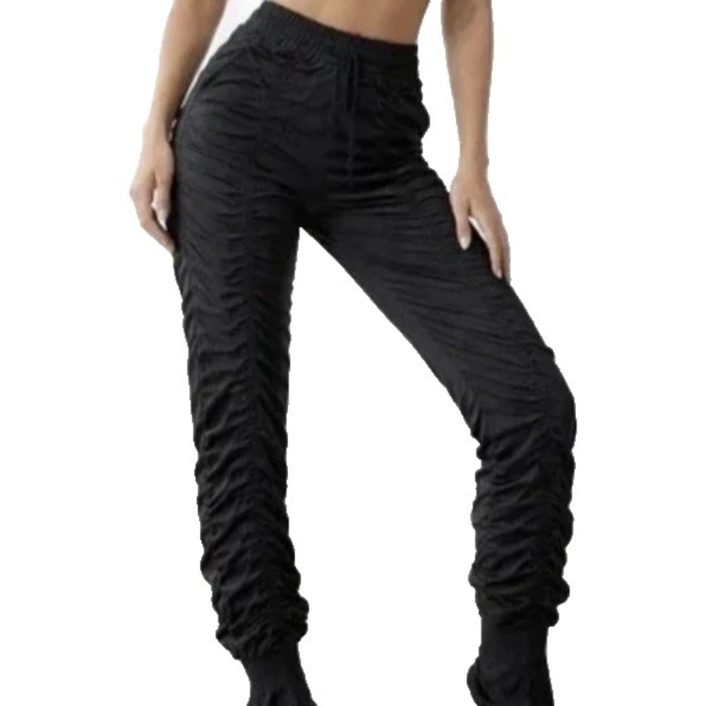 Agogie Wearable Resistance Band +20 Leggings Womens L Black Ruched Training Pant - Picture 3 of 8